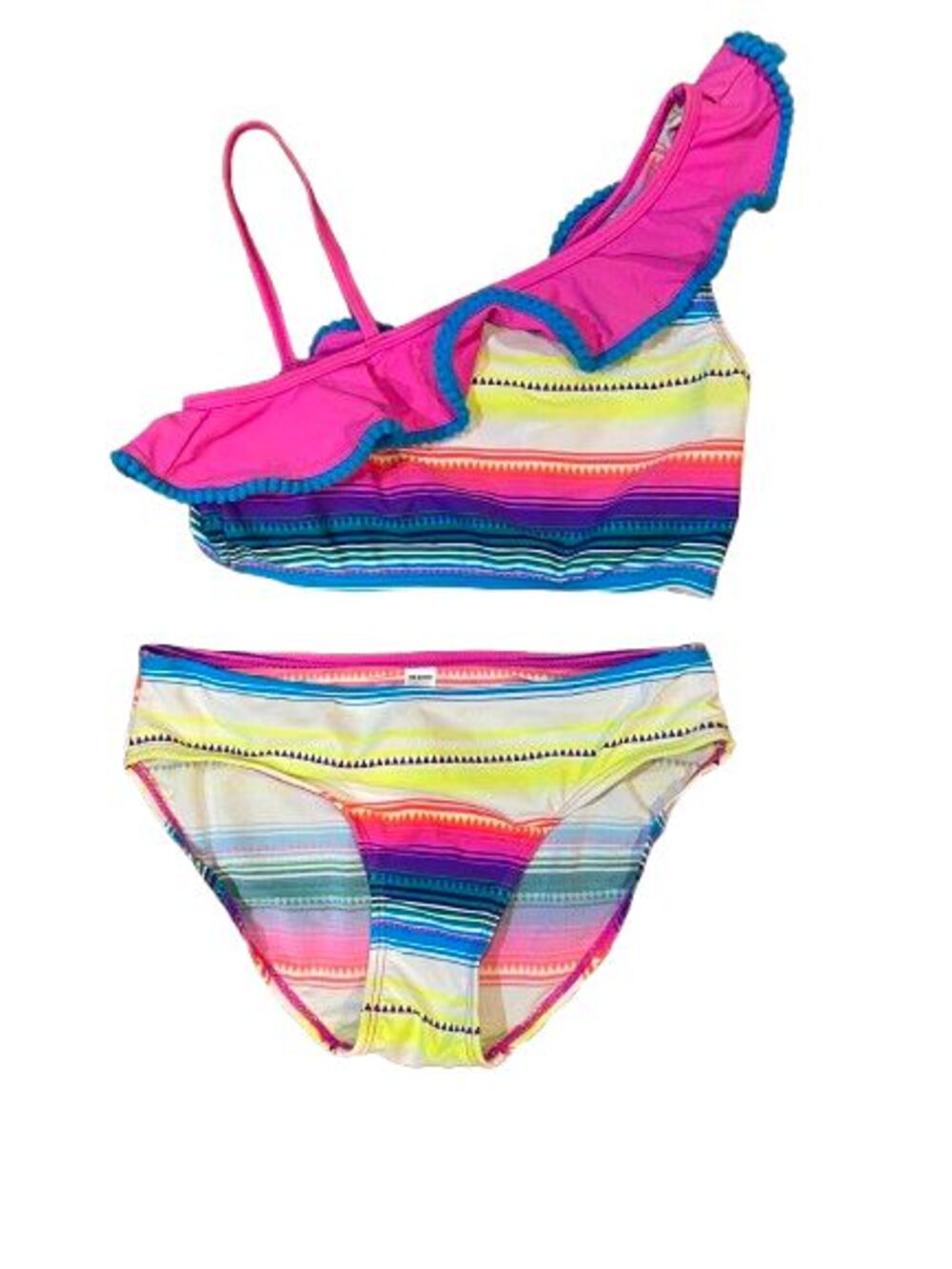 Girl's Large Bikini Swimsuit 2 Piece Joe Boxer Colorful w/ Ruffle